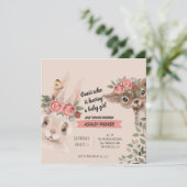 Bébé Animaux Avec Fleurs Invitation (Debout devant)