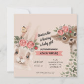 Bébé Animaux Avec Fleurs Invitation (Devant)