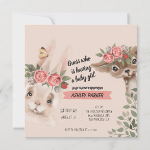 Bébé Animaux Avec Fleurs Invitation