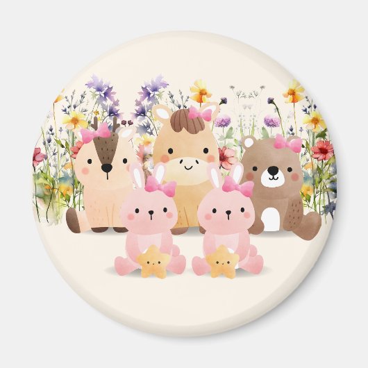 Bébé Animaux Et Fleur sauvage Magnet (Devant)
