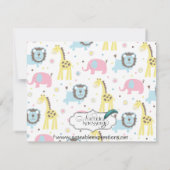 Bébé Animaux Girafe Jaune Douche Invitation (Dos)