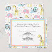 Bébé Animaux Girafe Jaune Douche Invitation (Devant / Derrière)