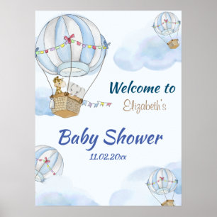 Bébé Animaux Hot Air Balloon Baby shower Poster