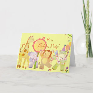 Bébé Animaux : Invitation à la fête d'anniversaire