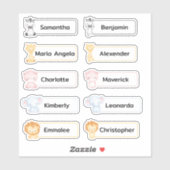 Bébé Animaux Stickers de noms multiples (Feuille)