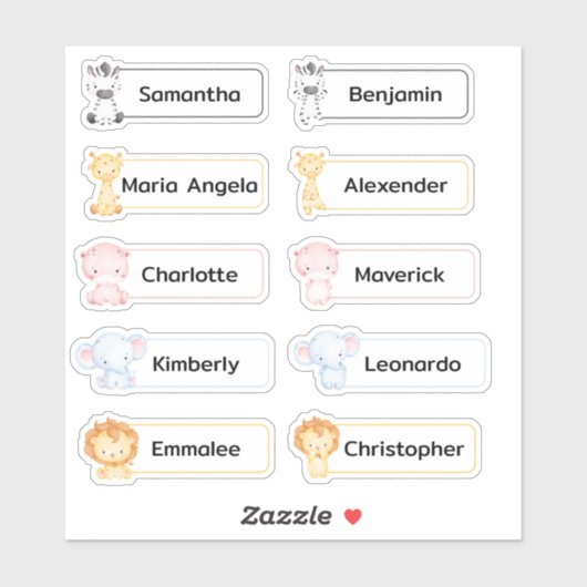 Bébé Animaux Stickers de noms multiples (Feuille)