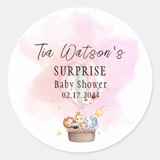 Bébé Animaux sur un ballons à air chaud Sticker ro (Devant)