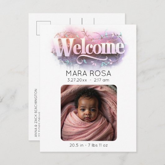 *~* Bébé AP79 Faire-part de naissance nouveau-né P (Devant / Derrière)