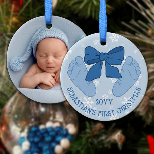 Bébé au Nœud Bleu Ornement de Noël pour Fils