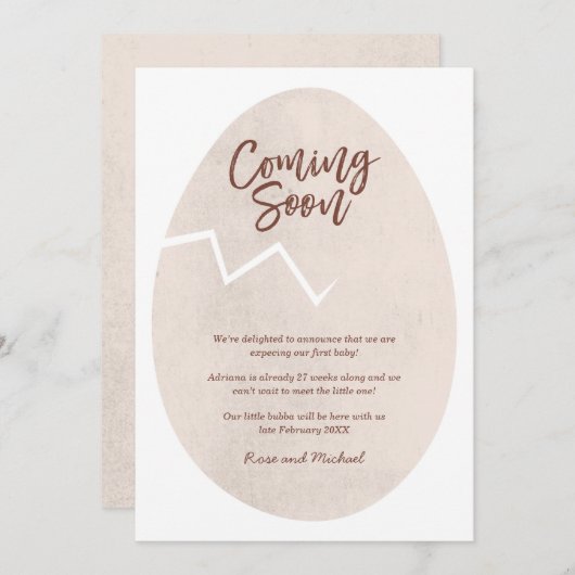 Bébé aux oeufs craqués Bientôt Faire-part (Devant / Derrière)