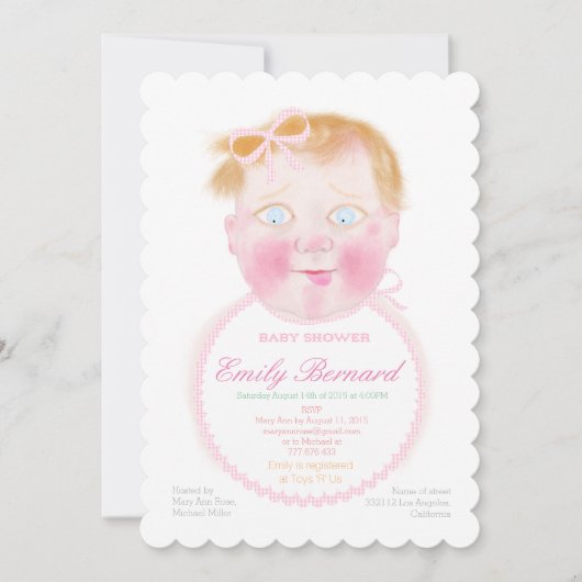 Bébé avec le bavoir, invitation faite sur commande (Devant)