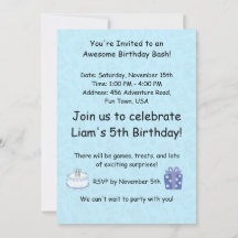 Bébé Aventuré Bleu Invitation d'anniversaire pour