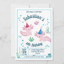 Bébé Axolotl Blanc Anniversaire Fête Invitation