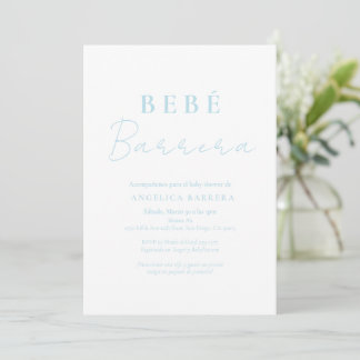 Bebe Azul Invitación Eenvoudig Baby shower Uitnodi Kaart