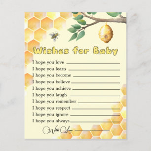 Bébé Baby shower d'abeilles souhaits pour la carte