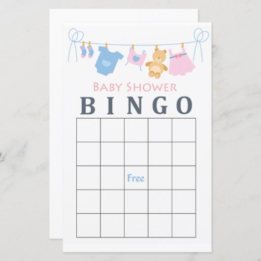 Bébé baby shower de ligne de vêtements carte de bi (Devant / Derrière)