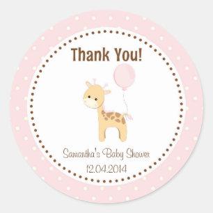 Bébé Baby shower Giraffe Sticker rose