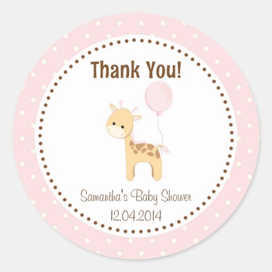 Bébé Baby shower Giraffe Sticker rose (Devant)