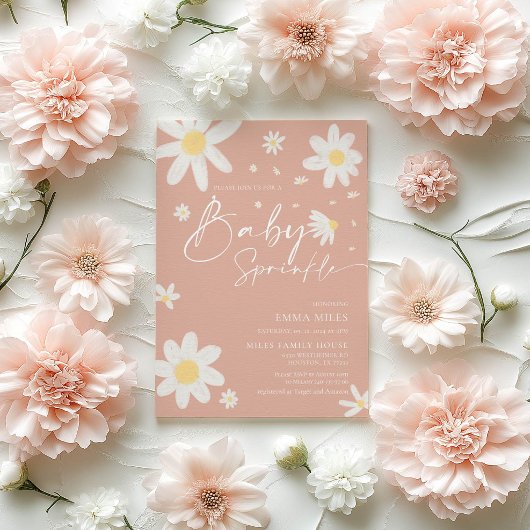 Bébé, Baby shower Invitation rose marguerite