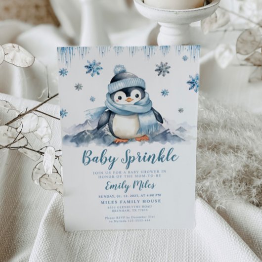 Bébé, Baby shower Penguin Invitation