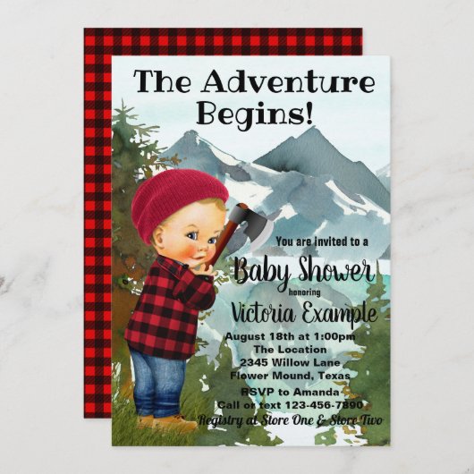 Bébé baissier Invitations de douche (Devant / Derrière)