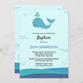 Bébé Baleine sous la mer Baptême Invitation (Devant / Derrière)