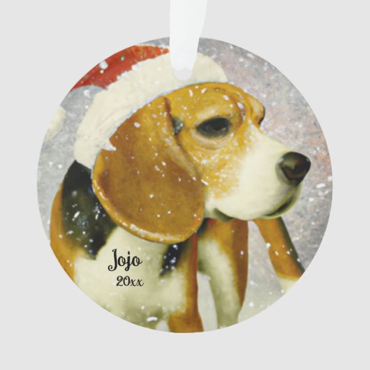 Bébé Beagle de Noël, Ornement Chien de Père Noël (devant)