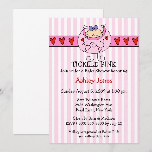 Bébé Bébé Bébé Invitations de douches pour bébés (Devant / Derrière)