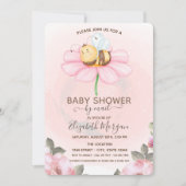 Bébé Bee Floral Baby shower Invitation (Devant)