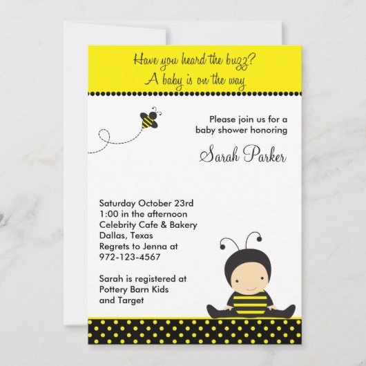 Bébé Bee Shower Invitations (Devant)
