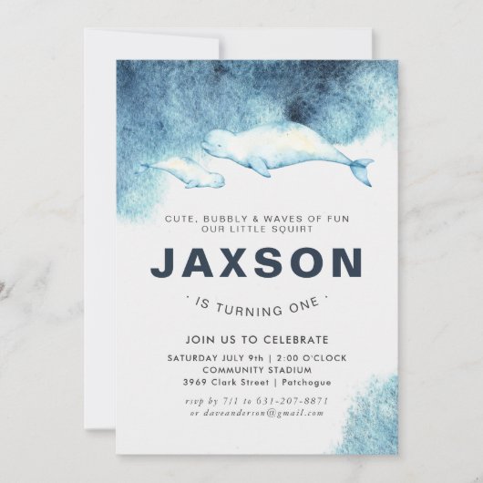 Bébé Beluga | Invitation de fête d'anniversaire (Devant)