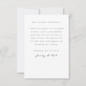 Bébé bienvenue merci nouveau-né Carte (Dos)