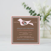 Bébé Birdie Twins Pink Blue Baby shower Invitation (Debout devant)