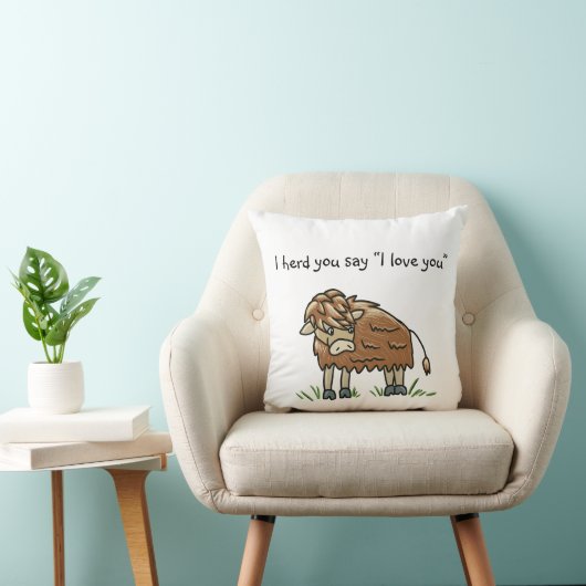 Bébé bison vache buffle Je t'aime coussin (Chaise)