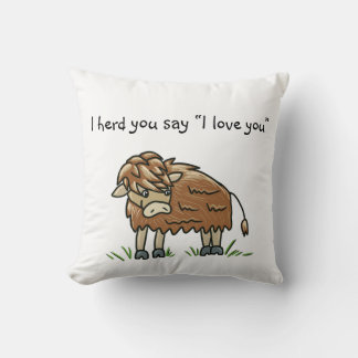Bébé bison vache buffle Je t'aime coussin