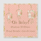 Bébé blanc fille Faire-part de naissance rose (Devant)