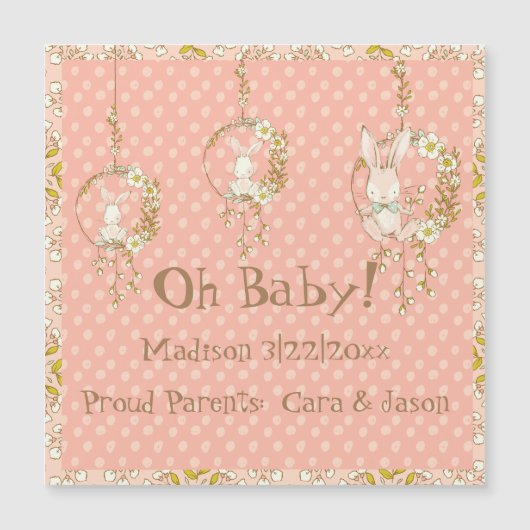 Bébé blanc fille Faire-part de naissance rose (Devant)