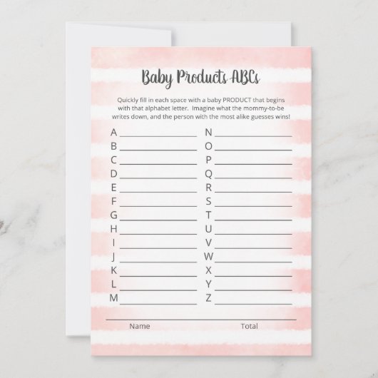 Bébé blanc rose produit ABCs Carte de jeu (Devant)