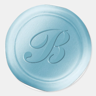 Bébé Bleu 1 Lettre Monogramme Stickers Cire Sceau