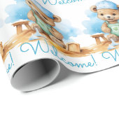 Bébé bleu Accueil Teddy Ours Cadeau Papier envelop (Coin rond)