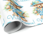 Bébé bleu Accueil Teddy Ours Cadeau Papier envelop (Coin rond)