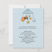 Bébé bleu animal mobile Faire-part bébé (Devant)