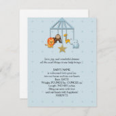 Bébé bleu animal mobile Faire-part bébé (Devant / Derrière)