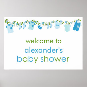Bébé bleu Baby shower en ligne Poster