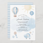 Bébé bleu Baby shower garçon Invitation (Devant / Derrière)