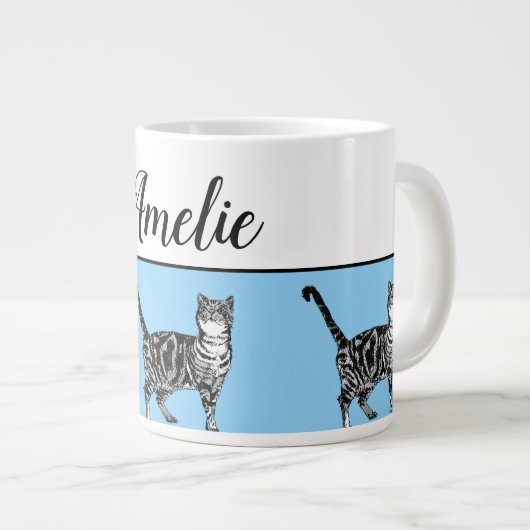 Bébé Bleu Blanc Tabby chat Chats Whimsical Art Mug (Devant droit)