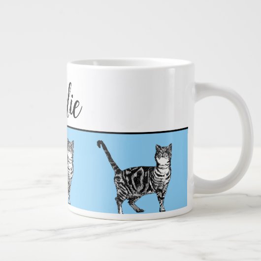 Bébé Bleu Blanc Tabby chat Chats Whimsical Art Mug (Droite)