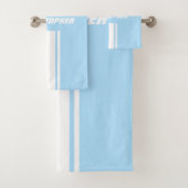 Bébé Bleu Blancs Stripes Monogrammes Enfants Garço (En situation)
