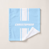 Bébé Bleu Blancs Stripes Monogrammes Enfants Garço (Gant de toilette)