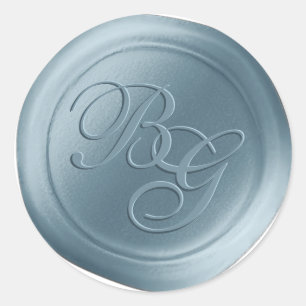 Bébé Bleu Calligraphie Monogramme Stickers cire Sc